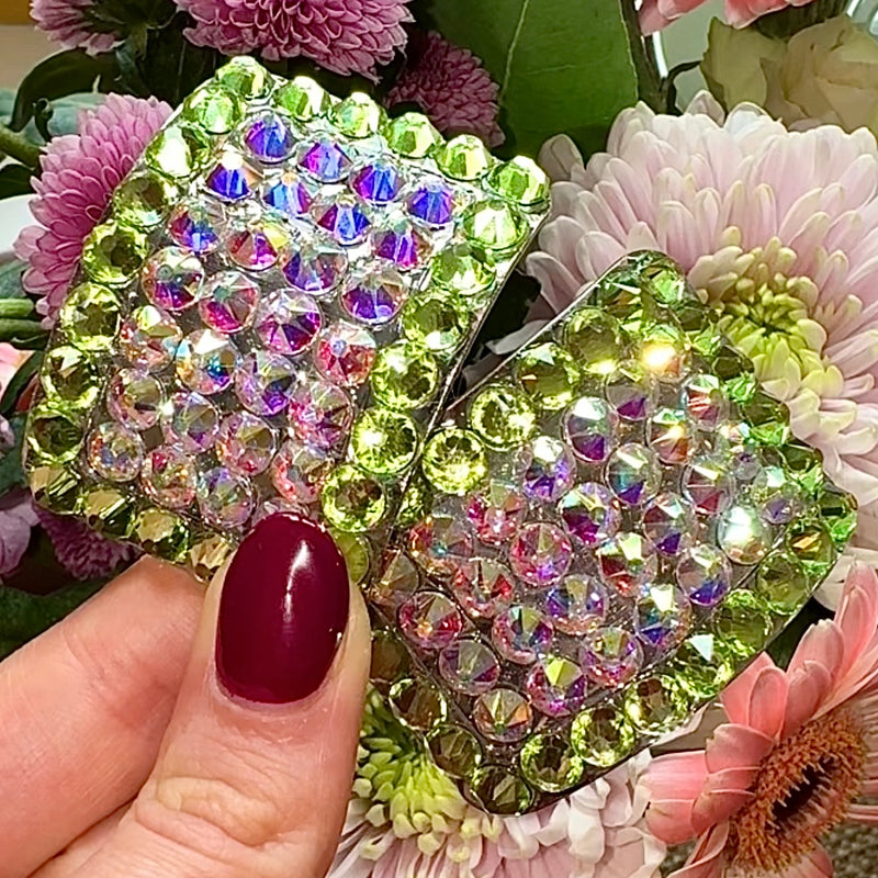 'Demure' Peridot Crystal Chaos Heavy Buckles (Made Using High Quality Rhinestones) - Crystal Chaos