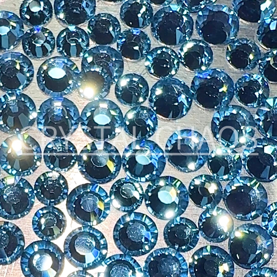 Flatback Crystals, Round, Non-Hotfix PRECIOSA, Aquamarine