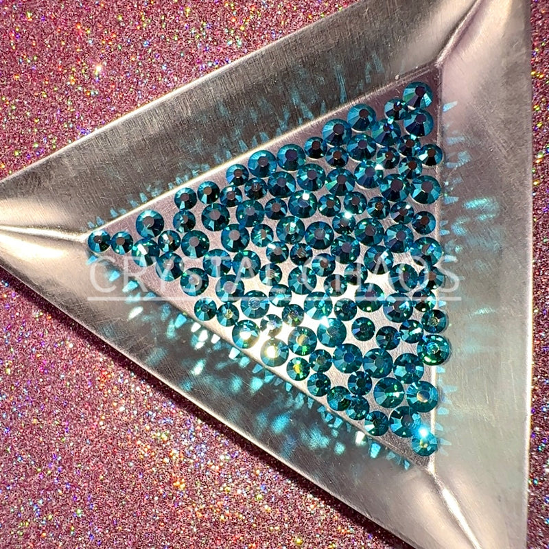 Blue Zircon AB, Non-Hotfix PRECIOSA Crystals Mixed Size Pack SS12/SS16 100pc - Crystal Chaos