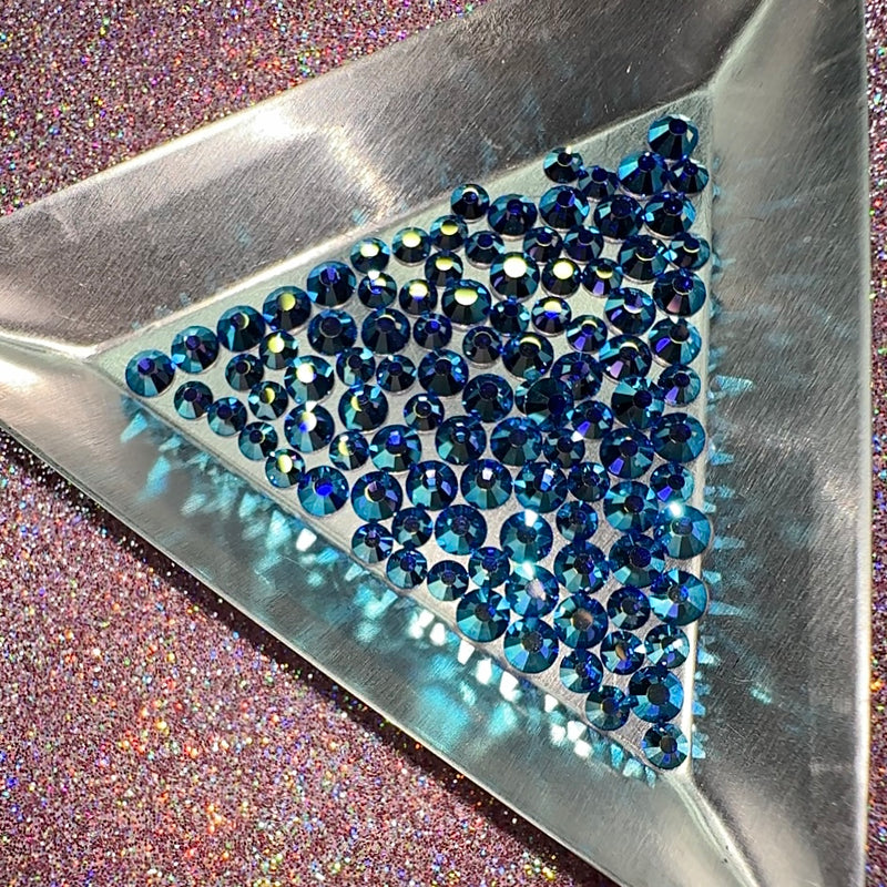 Sapphire AB, Non-Hotfix PRECIOSA Crystals Mixed Size Pack SS12/SS16 100pc - Crystal Chaos