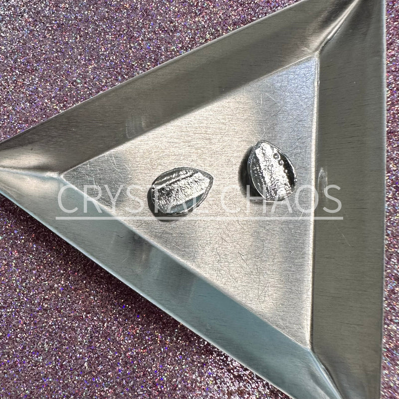 Pear, 3D Rhinestone CHARM 002-S, 12x9mm, Silver/Yellow, 2pc - Crystal Chaos