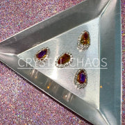 Pear, 3D Rhinestone CHARM 003-S, 12x8mm, Silver/Sunset, 4pc - Crystal Chaos