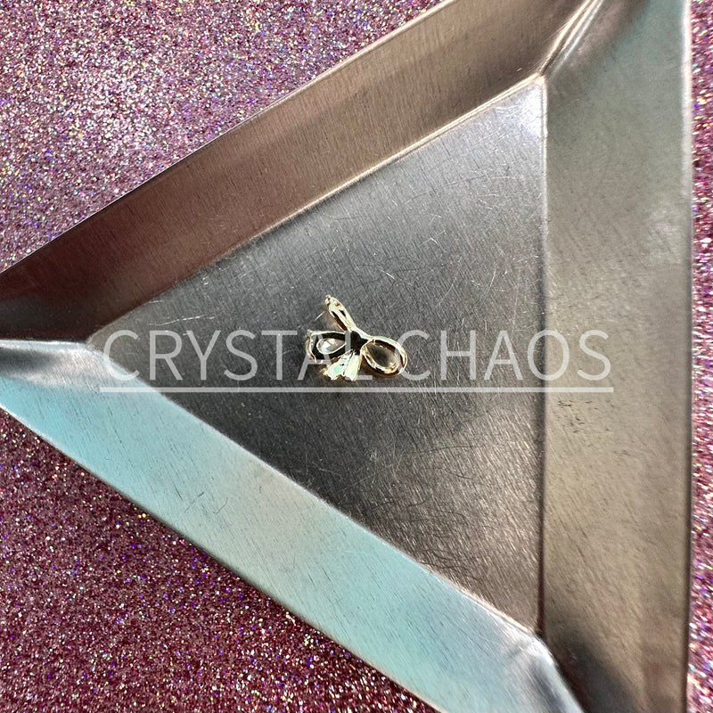 Bow, 3D Rhinestone CHARM 009-G, 8x10mm, Gold/Crystal, 1pc - Crystal Chaos