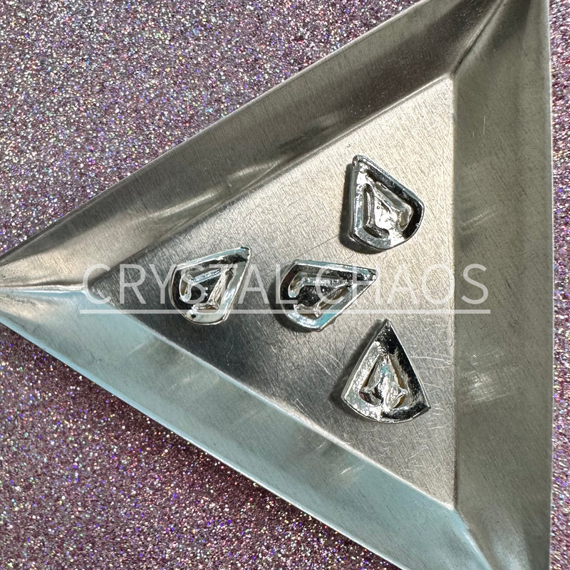 Framed Drop, 3D Rhinestone CHARM 022-S, 13x10mm, Silver/Crystal AB, 4pc - Crystal Chaos