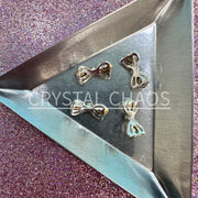 Bow, 3D Rhinestone CHARM 023-S, 7x14mm, Silver/Crystal AB, 4pc - Crystal Chaos