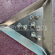Bow, 3D Rhinestone CHARM 023-S, 7x14mm, Silver/Crystal AB, 4pc - Crystal Chaos