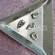 Elongated Heart, 3D Rhinestone CHARM 025-S, 12x8mm, Silver/Crystal AB, 4pc - Crystal Chaos