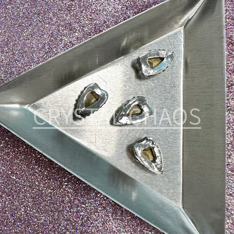 Elongated Heart, 3D Rhinestone CHARM 025-S, 12x8mm, Silver/Crystal AB, 4pc - Crystal Chaos