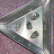 Elongated Heart, 3D Rhinestone CHARM 025-S, 12x8mm, Silver/Crystal AB, 4pc - Crystal Chaos