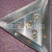 Tiara, 3D Rhinestone CHARM 029-G, 13x8mm, Gold/Crystal AB, 4pc - Crystal Chaos