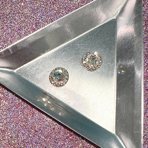 Round, 3D Rhinestone CHARM 032-S, 10mm, Silver/Crystal AB, 2pc - Crystal Chaos