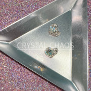 Heart, 3D Rhinestone CHARM 035-S, 8x10mm, Silver/Crystal AB, 2pc - Crystal Chaos