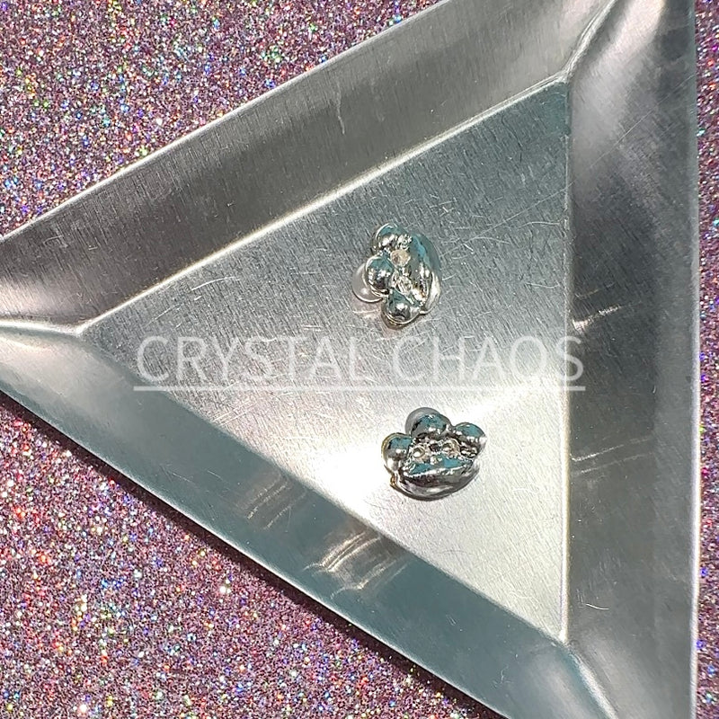 Cluster, 3D Rhinestone CHARM 036-S, 10x9mm, Silver/Crystal AB, 2pc - Crystal Chaos