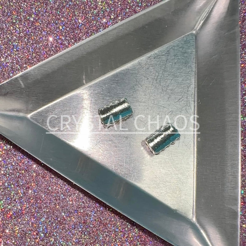 Rectangle, 3D Rhinestone CHARM 037-S, 9x6mm, Silver/Crystal AB, 2pc - Crystal Chaos