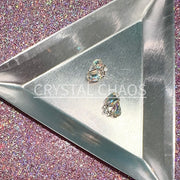 Cluster, 3D Rhinestone CHARM 038-S, 10x8mm, Silver/Crystal AB, 2pc - Crystal Chaos