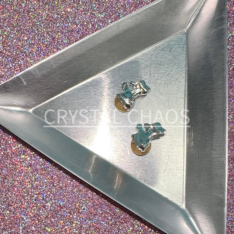 Cluster, 3D Rhinestone CHARM 039-S, 12x8mm, Silver/Crystal AB, 2pc - Crystal Chaos