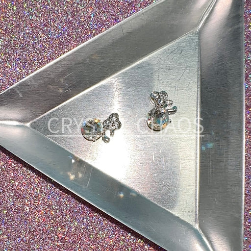 Cluster, 3D Rhinestone CHARM 039-S, 12x8mm, Silver/Crystal AB, 2pc - Crystal Chaos