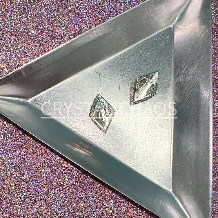 Diamond, 3D Rhinestone CHARM 041-S, 13x9mm, Silver/Crystal AB, 2pc - Crystal Chaos