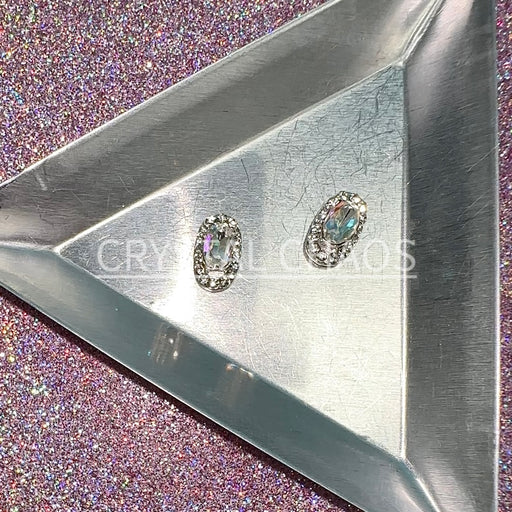 Halo, 3D Rhinestone CHARM 042-S, 11x6mm, Silver/Crystal AB, 2pc - Crystal Chaos