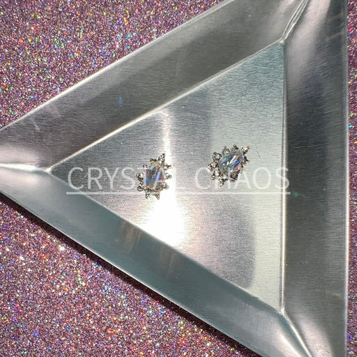 Drop, 3D Rhinestone CHARM 044-S, 10x7mm, Silver/Crystal AB, 2pc - Crystal Chaos