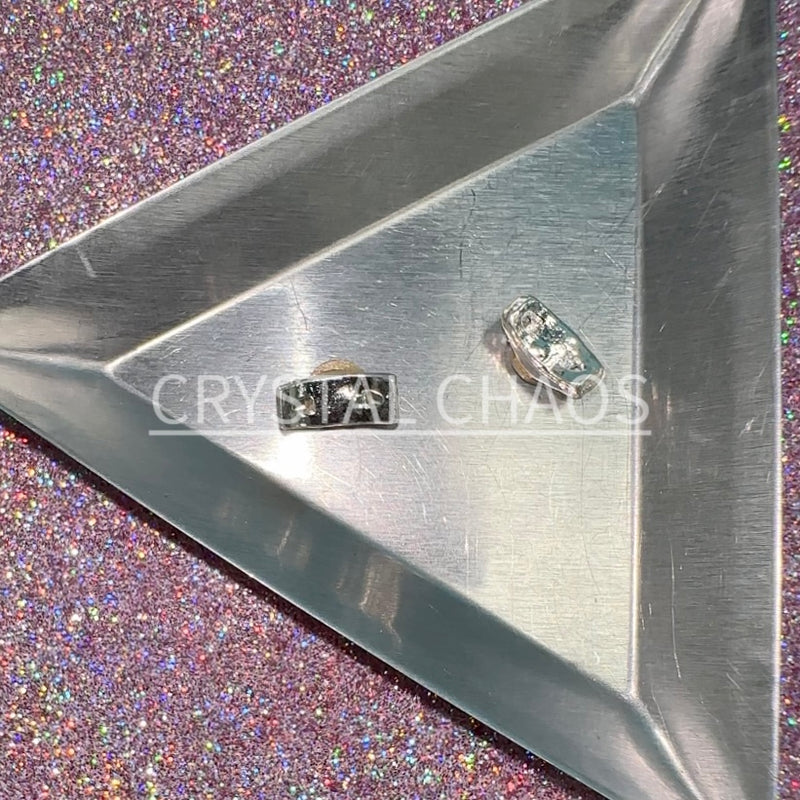 Curve, 3D Rhinestone CHARM 045-S, 10x5mm, Silver/Crystal AB, 2pc - Crystal Chaos