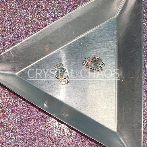Curve, 3D Rhinestone CHARM 045-S, 10x5mm, Silver/Crystal AB, 2pc - Crystal Chaos