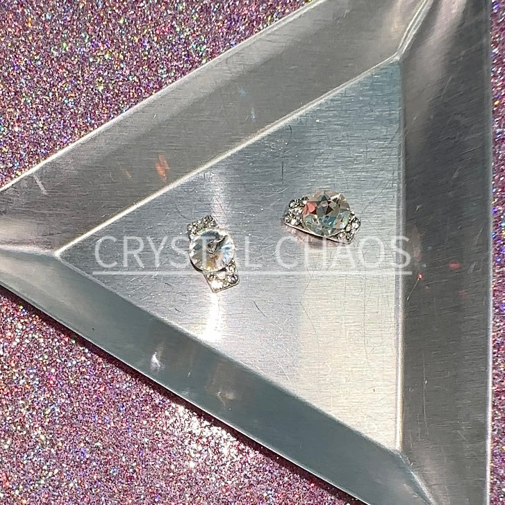 Curve, 3D Rhinestone CHARM 045-S, 10x5mm, Silver/Crystal AB, 2pc