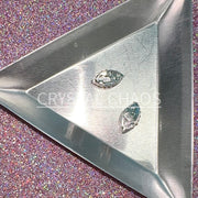 Navette, 3D Rhinestone CHARM 047-S, 12x7mm, Silver/Crystal AB, 2pc - Crystal Chaos
