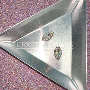 Navette, 3D Rhinestone CHARM 047-S, 12x7mm, Silver/Crystal AB, 2pc - Crystal Chaos