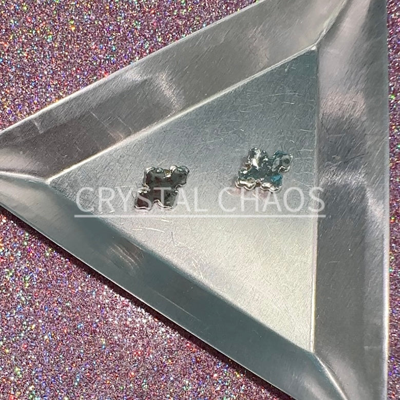 Cross, 3D Rhinestone CHARM 048-S, 11x9mm, Silver/Crystal AB, 2pc - Crystal Chaos
