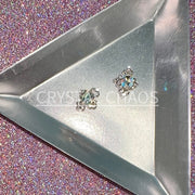 Cross, 3D Rhinestone CHARM 048-S, 11x9mm, Silver/Crystal AB, 2pc - Crystal Chaos