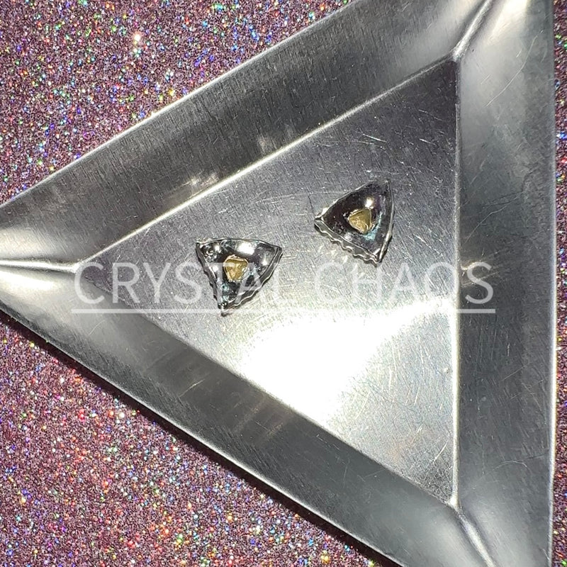 Triangle, 3D Rhinestone CHARM 050-S, 10mm, Silver/Crystal AB, 2pc - Crystal Chaos