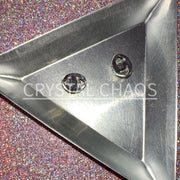 Eye, 3D Rhinestone CHARM 051-S, 8x10mm, Silver/Crystal AB, 2pc - Crystal Chaos