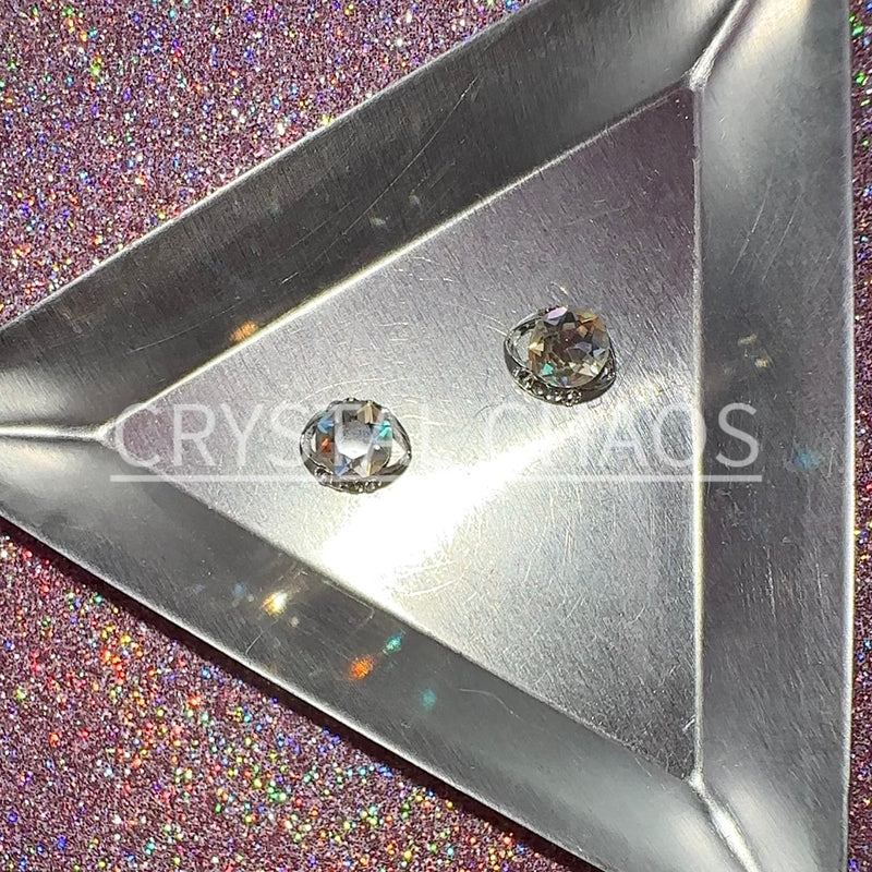 Eye, 3D Rhinestone CHARM 051-S, 8x10mm, Silver/Crystal AB, 2pc - Crystal Chaos