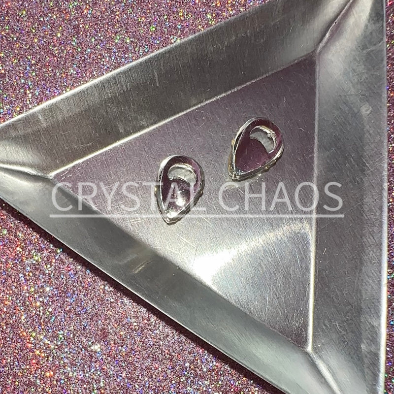 Halo Drop, 3D Rhinestone CHARM 052-S, 12x8mm, Silver/Crystal AB, 2pc - Crystal Chaos