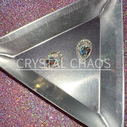 Halo Drop, 3D Rhinestone CHARM 052-S, 12x8mm, Silver/Crystal AB, 2pc - Crystal Chaos