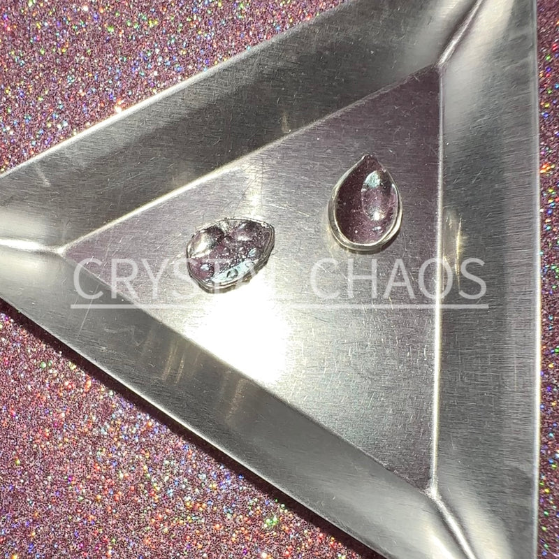 Drop, 3D Rhinestone CHARM 053-S, 12x8mm, Silver/Crystal AB, 2pc - Crystal Chaos