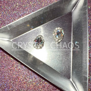 Drop, 3D Rhinestone CHARM 053-S, 12x8mm, Silver/Crystal AB, 2pc - Crystal Chaos