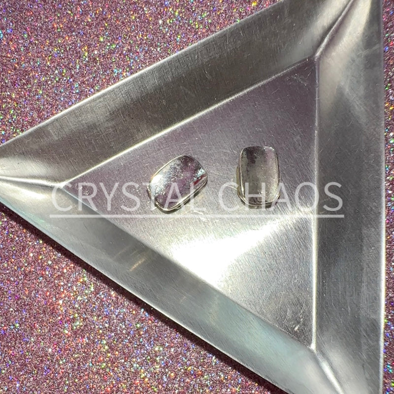 Rounded Rectangle, 3D Rhinestone CHARM 054-S, 12x8mm, Silver/Crystal AB, 2pc - Crystal Chaos