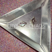 Scalloped Rhombus, 3D Rhinestone CHARM 055-S, 12x8mm, Silver/Crystal AB, 2pc - Crystal Chaos