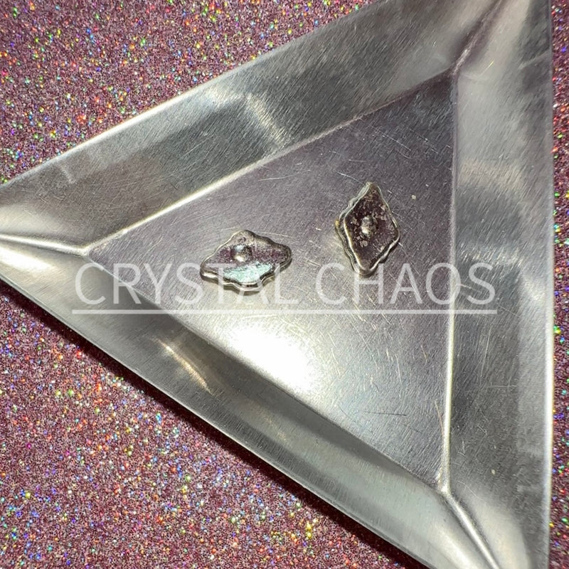 Scalloped Rhombus, 3D Rhinestone CHARM 055-S, 12x8mm, Silver/Crystal AB, 2pc - Crystal Chaos
