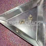 Scalloped Rhombus, 3D Rhinestone CHARM 055-S, 12x8mm, Silver/Crystal AB, 2pc - Crystal Chaos