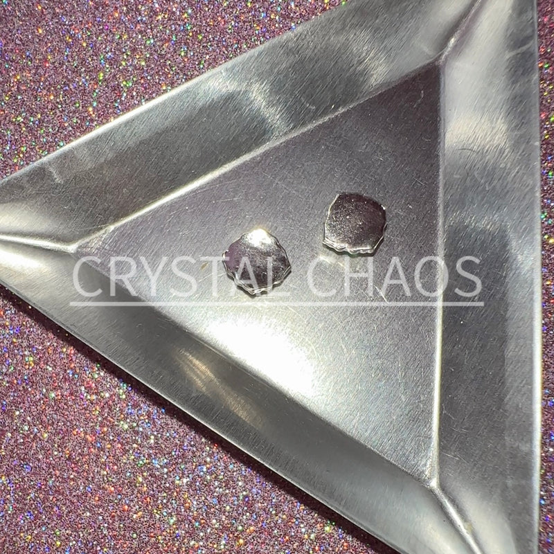 Rounded Rhombus, 3D Rhinestone CHARM 056-S, 8mm, Silver/Crystal AB, 2pc - Crystal Chaos