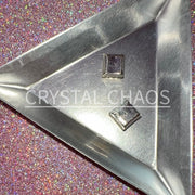 Square, 3D Rhinestone CHARM 057-S, 8mm, Silver/Crystal AB, 2pc - Crystal Chaos