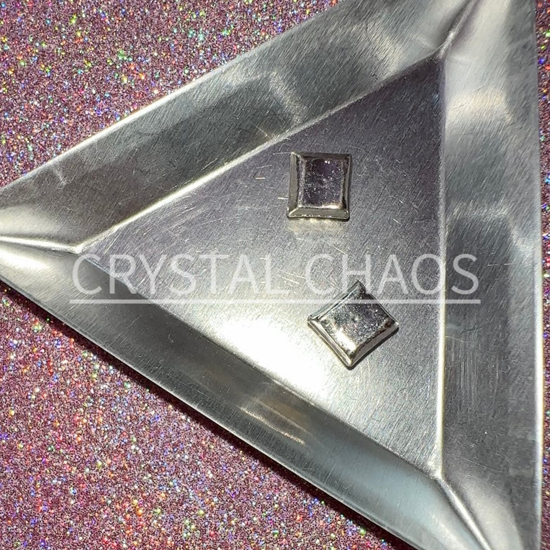 Square, 3D Rhinestone CHARM 057-S, 8mm, Silver/Crystal AB, 2pc - Crystal Chaos