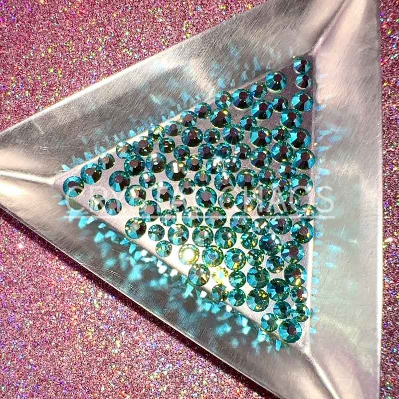 Caribbean Sea AB, Non-Hotfix PRECIOSA Crystals Mixed Size Pack SS12/SS16 100pc - Crystal Chaos
