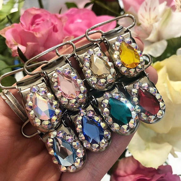 ‘Pear Drop’ Emerald Cut Crystal Chaos Number Clip (Made Using Luxury Crystals) - Crystal Chaos