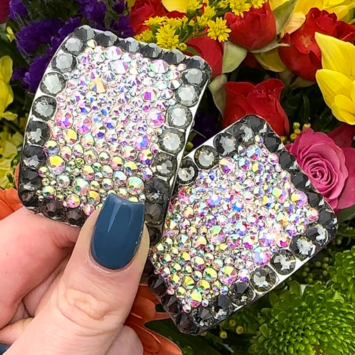 (READY TO SHIP) 'Perfect Pair' Grey/Black Colour Crystal Chaos Heavy Buckles (Made Using High Quality Rhinestone) - Crystal Chaos