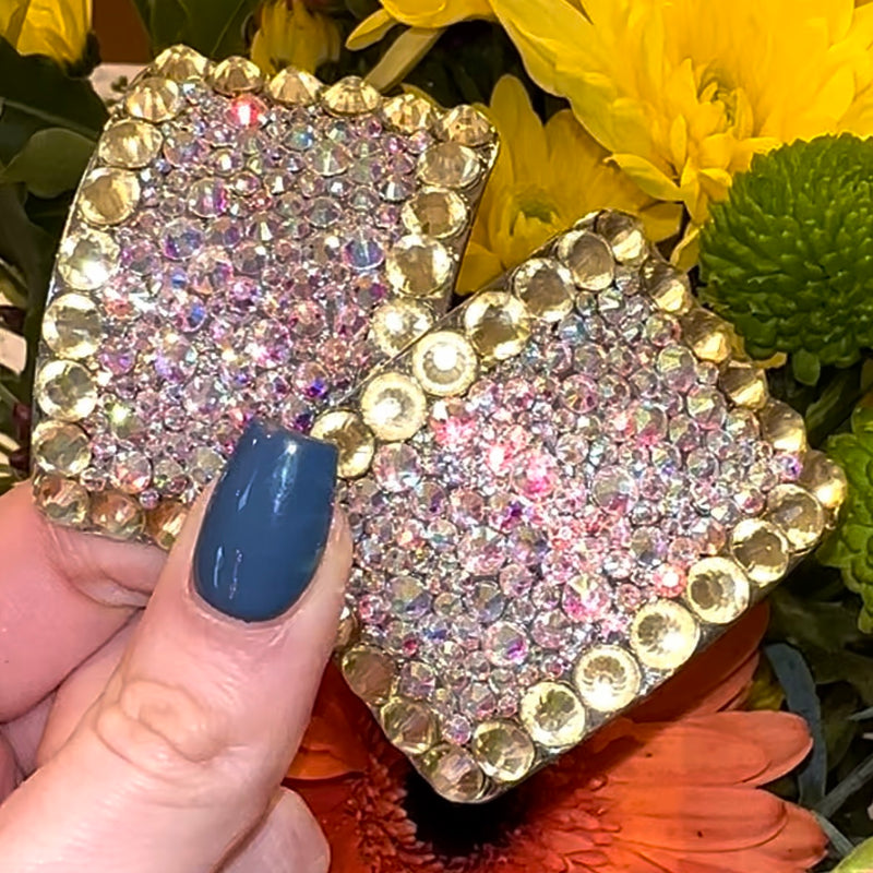 (READY TO SHIP) 'Perfect Pair' Pastel Yellow Colour Crystal Chaos Heavy Buckles (Made Using High Quality Rhinestone) - Crystal Chaos