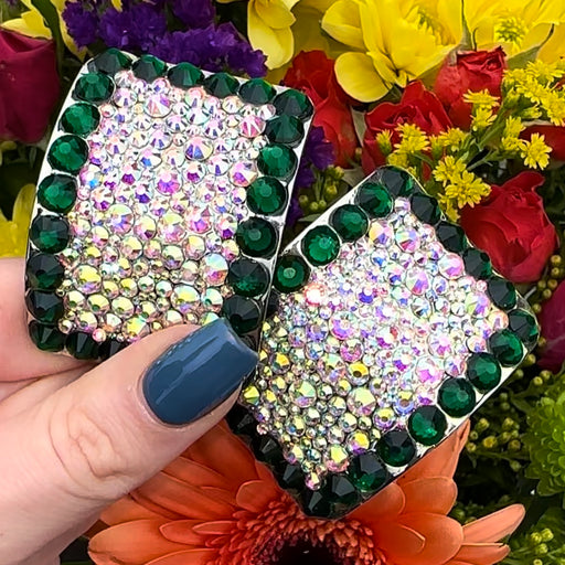 'Perfect Pair' Emerald Colour Crystal Chaos Heavy Buckles (Made Using High Quality Rhinestone) - Crystal Chaos